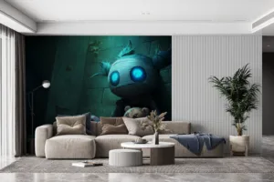 Amumu from League of Legends sitting alone with a teddy bear in a dimly lit setting.||