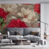 Vibrant floral pattern with red