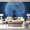 Aphelios|the celestial vanguard|stands poised beneath a luminous moon.