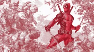 Alternative view of Deadpool - A Whimsical Adventure in Action Wall Mural