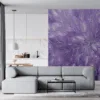 Intricate white floral patterns on a lavender background wallpaper mural||
