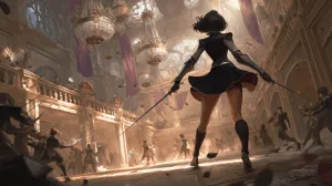 Alternative view of Elegance in the Heat of Battle Wall Mural