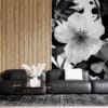 Monochrome floral design in black and white