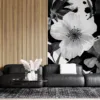 Monochrome floral design in black and white||