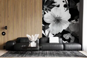 Monochrome floral design in black and white
