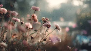 blurred flowers in various shades.