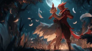 Alternative view of Ethereal Embrace in the Moonlit Grove Wall Mural