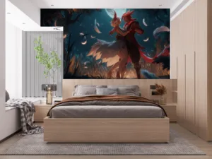 Rakan and Xayah dancing in a mystical forest||
