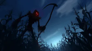 Alternative view of Fiddlesticks - Fearsome Scarecrow in a Cornfield Wall Mural