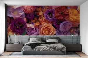 Vibrant floral arrangement in shades of purple