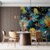 Abstract painting with vibrant floral patterns