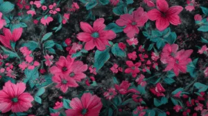 Alternative view of Floral Symphony in Pink and Teal Wall Mural
