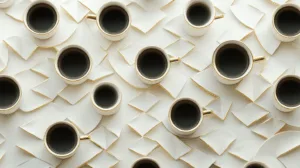 Alternative view of Geometric Serenity in Coffee Cups Wall Mural