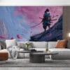 Yasuo from League of Legends standing on a cliff with cherry blossoms