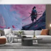 Yasuo from League of Legends standing on a cliff with cherry blossoms||