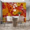 Vibrant floral pattern with red|orange|yellow