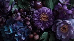Alternative view of Lush Indigo Bloom Still Life Wall Mural