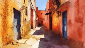 Alternative view of Moroccan Mosaic of Alleyway Serenity Wall Mural