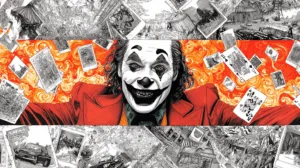Alternative view of Radiant Revelry of the Mischievous Harlequin Wall Mural