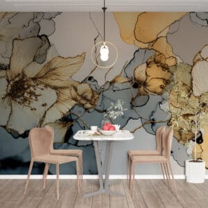 Elegant abstract floral design wallpaper mural