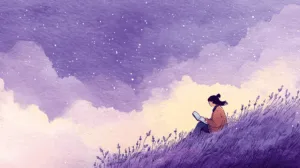 Alternative view of Serene Solitude Under a Starlit Sky Wall Mural