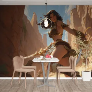 Sivir|the dual-wielding warrior in a desert canyon|