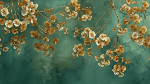 Alternative view of Teal Serenity with Golden Floral Harmony