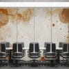 Abstract design with circular shapes and brown tones