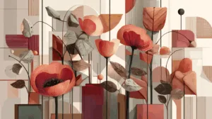 Alternative view of Abstract Floral and Geometric Harmony Wall Mural