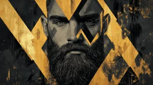 Alternative view of Abstract Geometric Face Art Wall Mural
