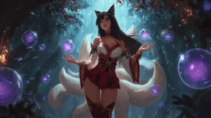 Alternative view of Ahri - Enchanted Forest Encounter Wall Mural