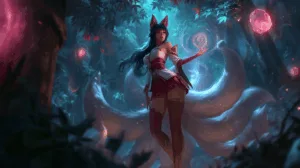 Alternative view of Ahri - Enchanting Mystical Forest Artwork Wall Mural