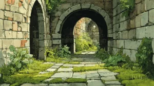 Alternative view of Ancient Archway Stone Pathway Wall Mural