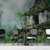 Ancient stone temple in a lush green jungle||