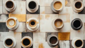 Alternative view of Artistic Coffee Cup Arrangement Wall Mural