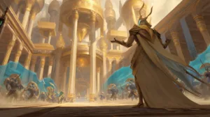 surrounded by armored figures