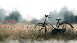 Alternative view of Bicycle by Wildflower Field Wall Mural