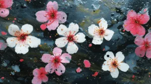 Alternative view of Blossoms in Pink and White Wall Mural