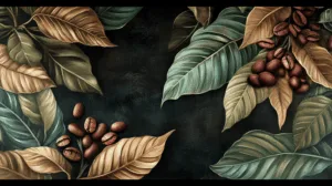 Alternative view of Botanical Coffee Beans Arrangement Wall Mural