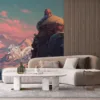 Braum|the League of Legends warrior|in a snowy mountainous landscape.