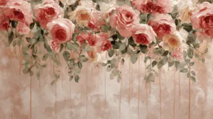 Alternative view of Cascading Roses Wall Mural