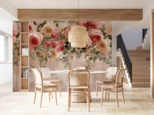Watercolor illustration of cascading roses