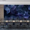 Close-up of blue and purple flowers with a shimmer