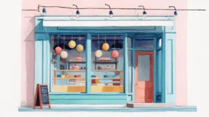 Alternative view of Charming Bakery Storefront Wall Mural
