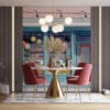Charming bakery storefront with pastel colors and inviting atmosphere.||