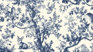 Alternative view of Classic French Toile Forest Design Wall Mural