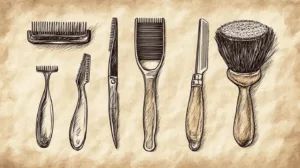 Alternative view of Classic Grooming Tools Illustration Wall Mural