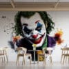 Colorful cartoon clown character with vibrant background
