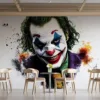 Colorful cartoon clown character with vibrant background||