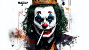 Alternative view of Clown - A Vibrant Expression of Chaos and Royalty Wall Mural
